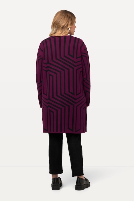 Strickjacke, Grafikmuster, V-Aussschnitt, Langarm
