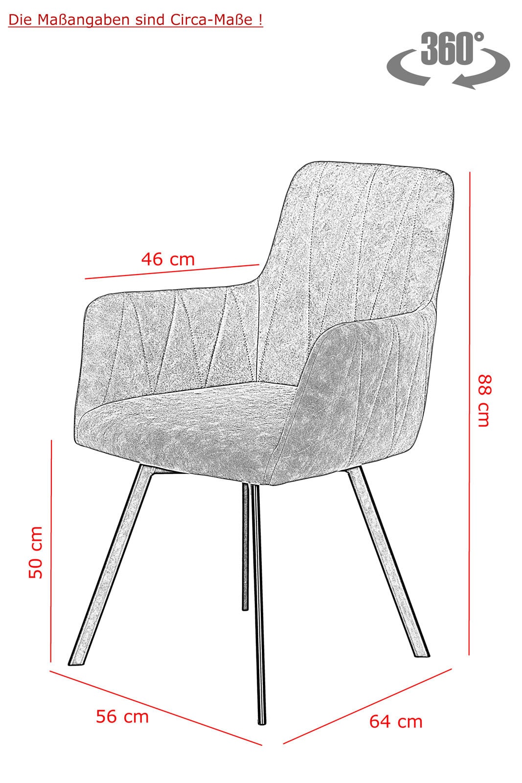 Esszimmerstuhl GESA 2er Set anthrazit