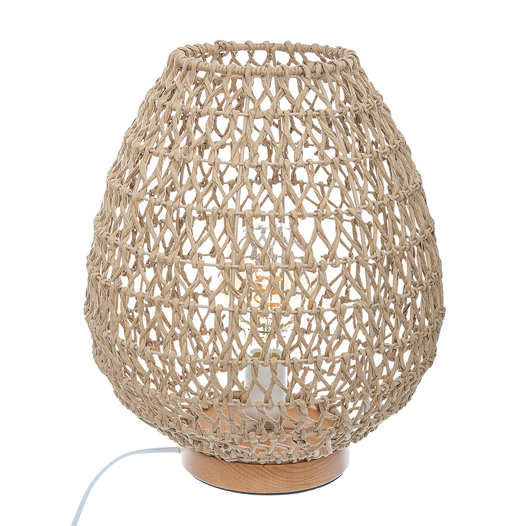 Lampe à poser naturelle métal socle hêtre D 30x35.5cm