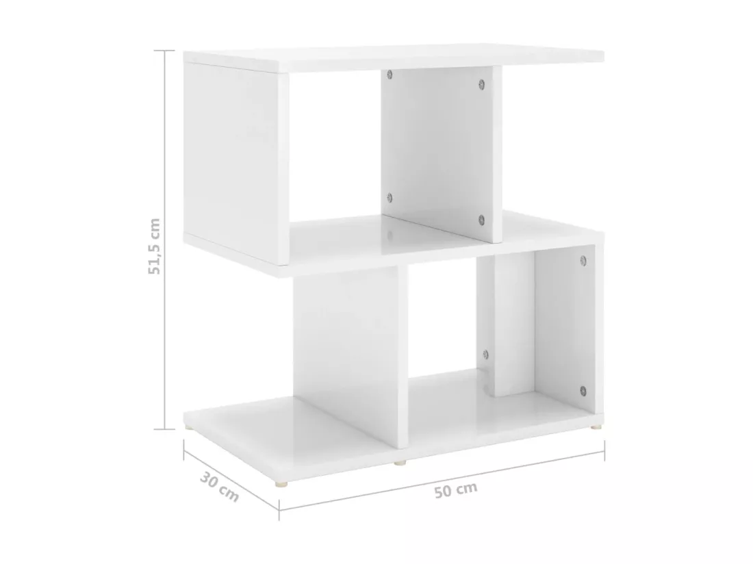 Table de chevet Blanc brillant 50x30x51,5 cm Aggloméré