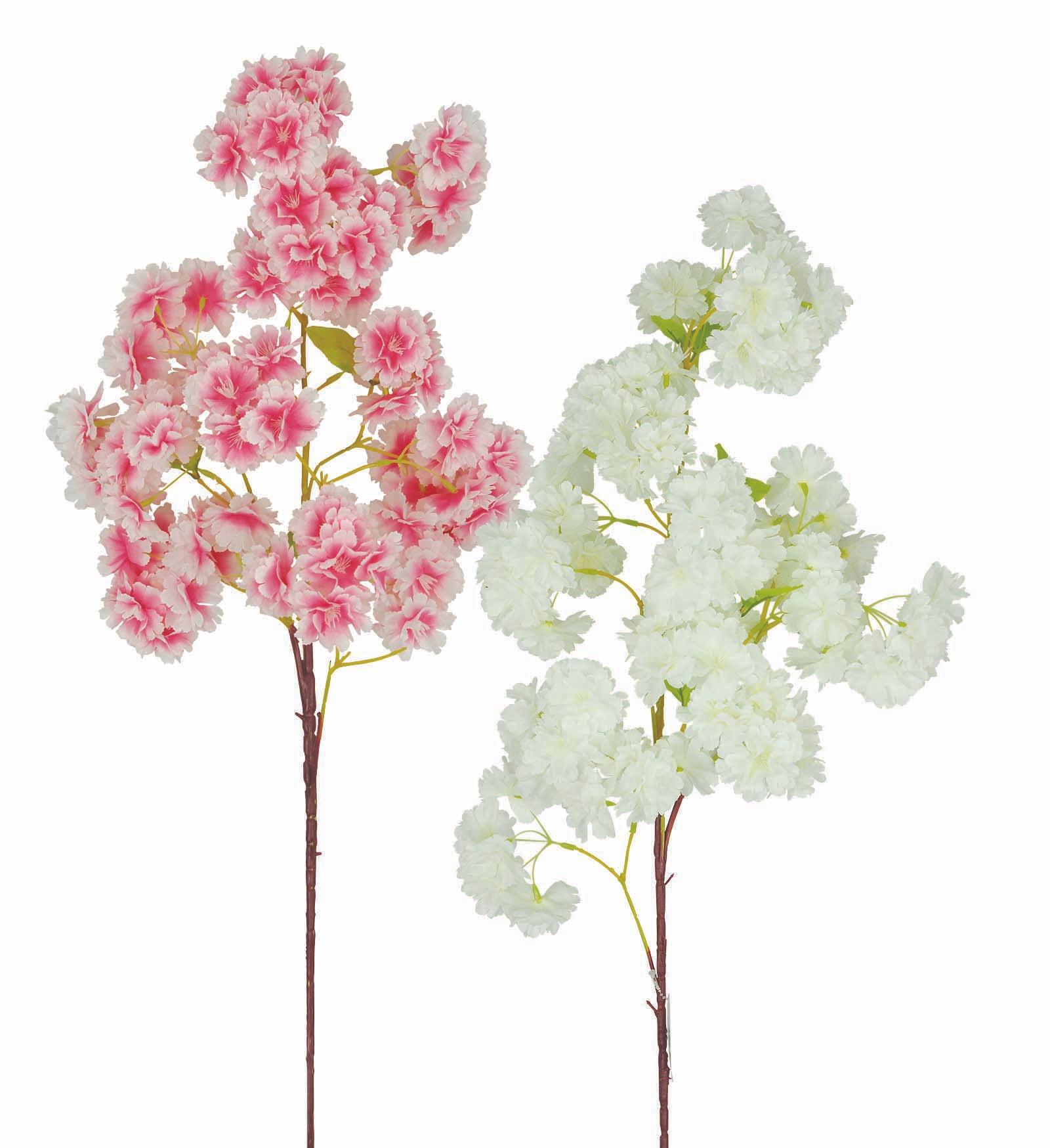 TIGE CERISIER 80 FLEURS H.96CM BLANC ET ROSE