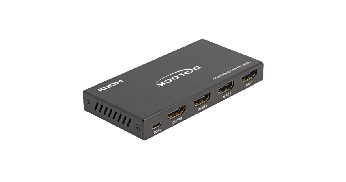 DeLOCKHDMI Switch 3x HDMI in to 1x 8k 60 Hz  (Zwart (mat))