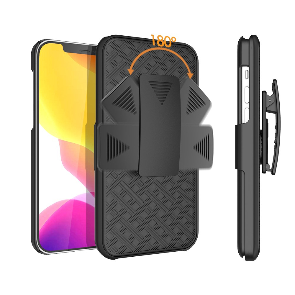 iPhone 12 / iPhone 12 Pro Outdoor Schutz Hülle mit Kickstand   Holster - Schwarz