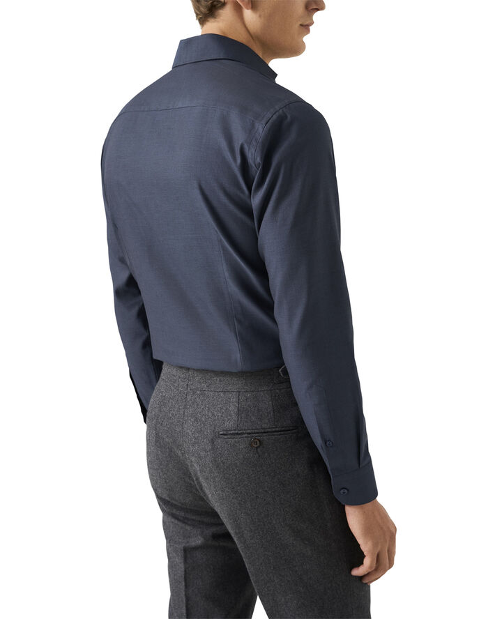 ETON Contemporary Fit Navy Blue Semi Solid Signature Dobby Shirt Blå