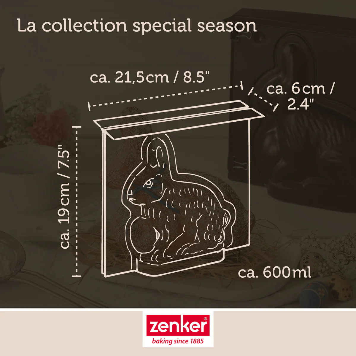 Lot de 2 moules à gâteaux 3D en forme de lapin de Pâques 600 ml Pâques