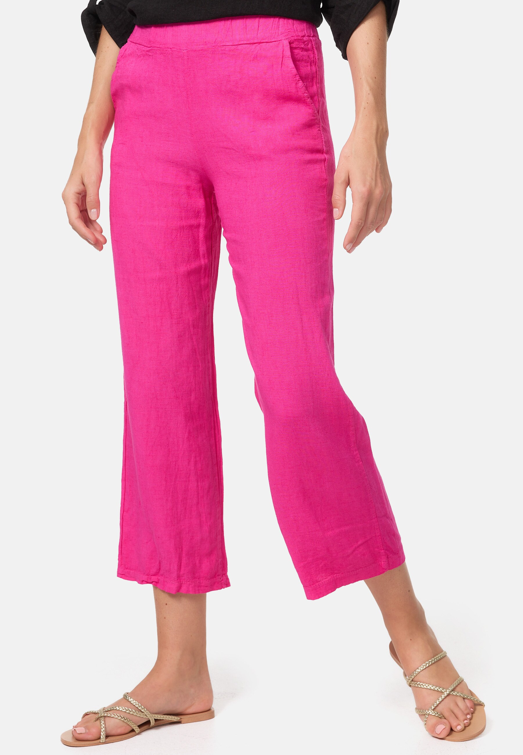 PM SELECTED Damen Leichte Sommer Leinenhose in 7/8 Länge mit Taschen in Einheitsgröße PM44