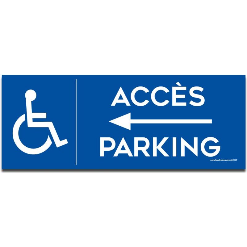 Panneau Accès parking fléché avec picto PMR