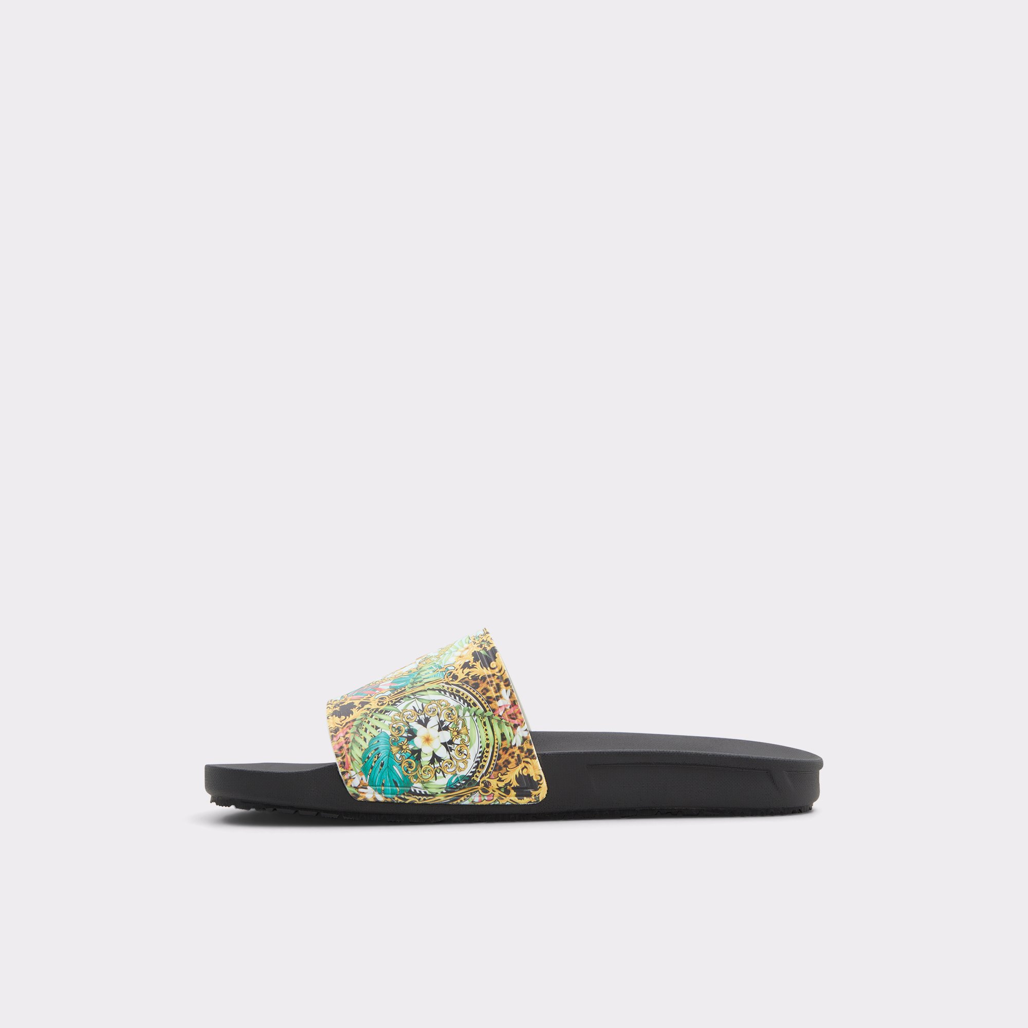 Dinmore Black Synthetic Print Men Slides