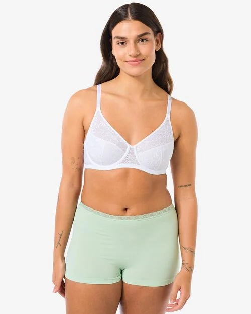 boxer femme sans couture avec dentelle vert clair