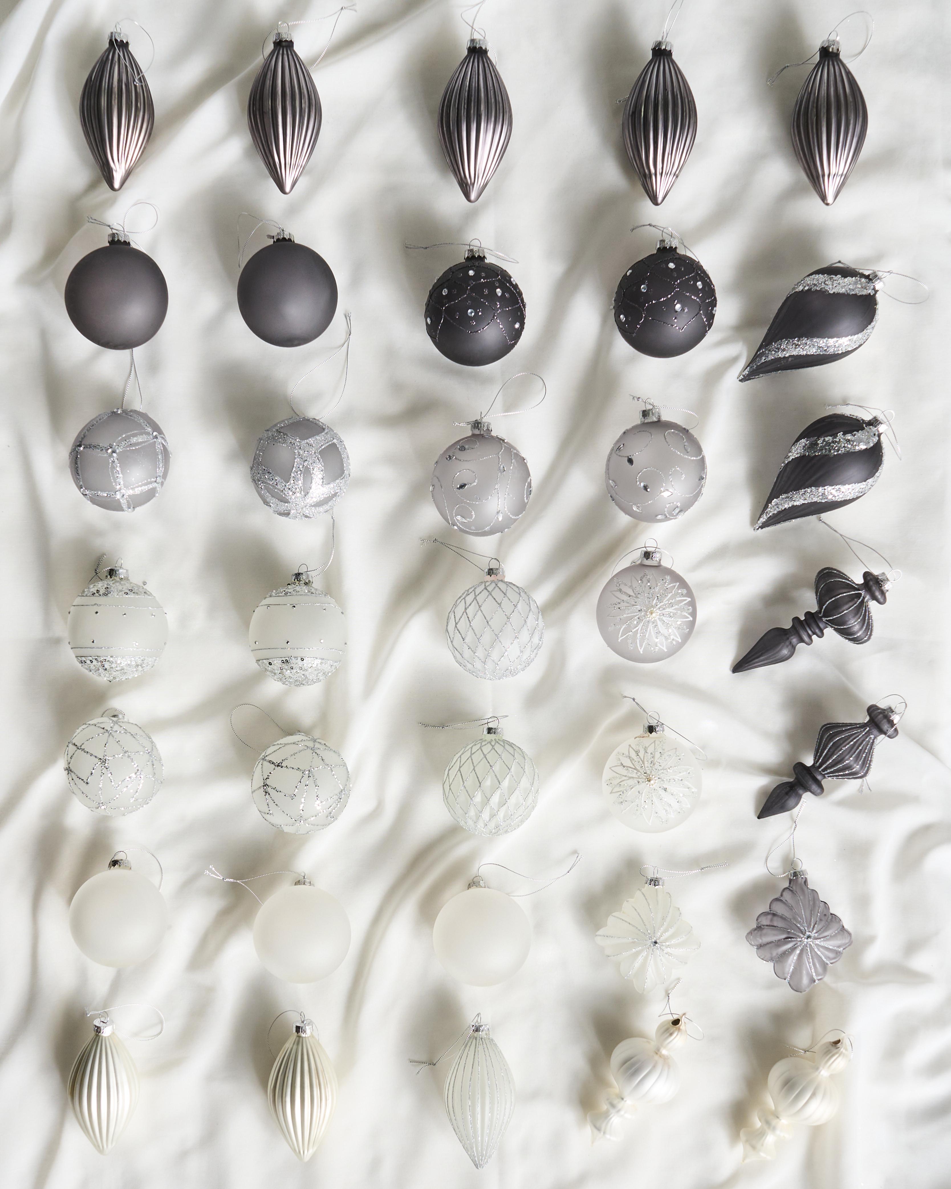 Set van 35 kerstballen FROSTFALL Glas Grijs