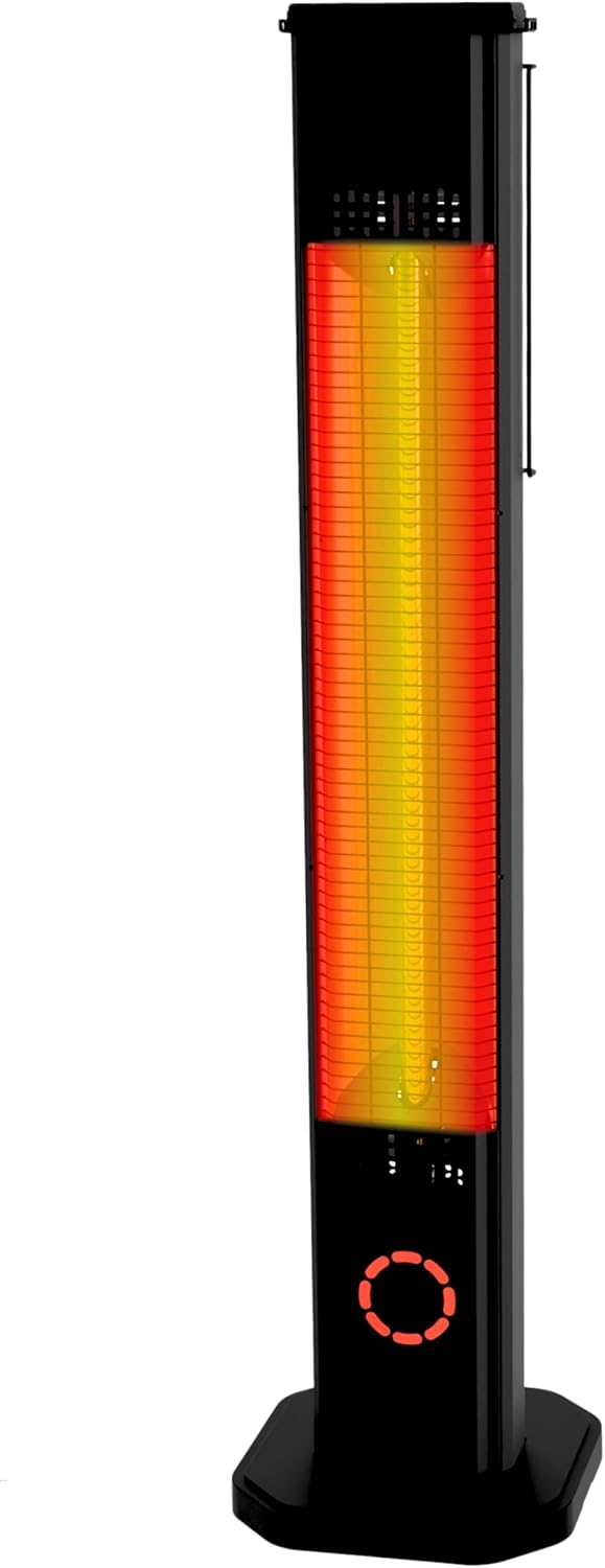 Infrarot Heizstrahler Infrarotheizung 2000W TOR – Elektroheizung mit 8 Stufen, IP45 Terrassenheizer, Heizstrahler Terrasse & Innenraum, Wandmontage, Standgerät, Fernbedienung, Timer, Schwarz