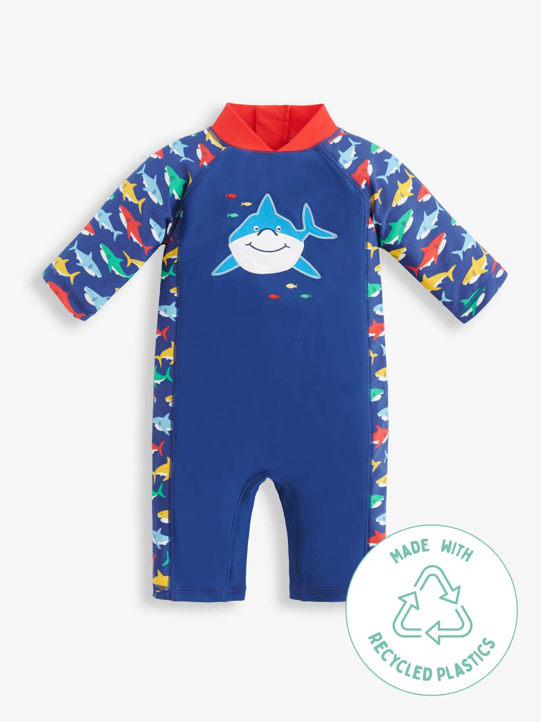 Marineblauw met haaien - JoJo Maman Bébé - 50-delig 1-delig UPF zonbeschermend pak