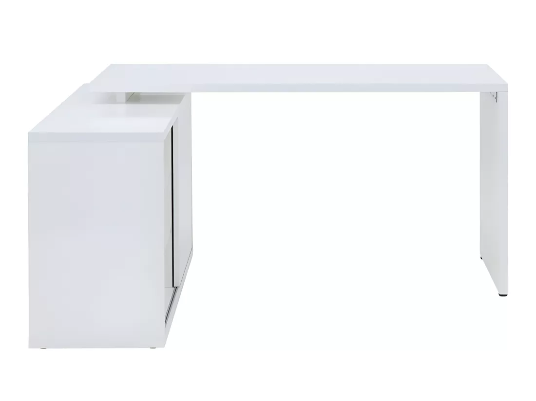 Bureau d'angle réversible 150 cm blanc avec rangements - SNOW