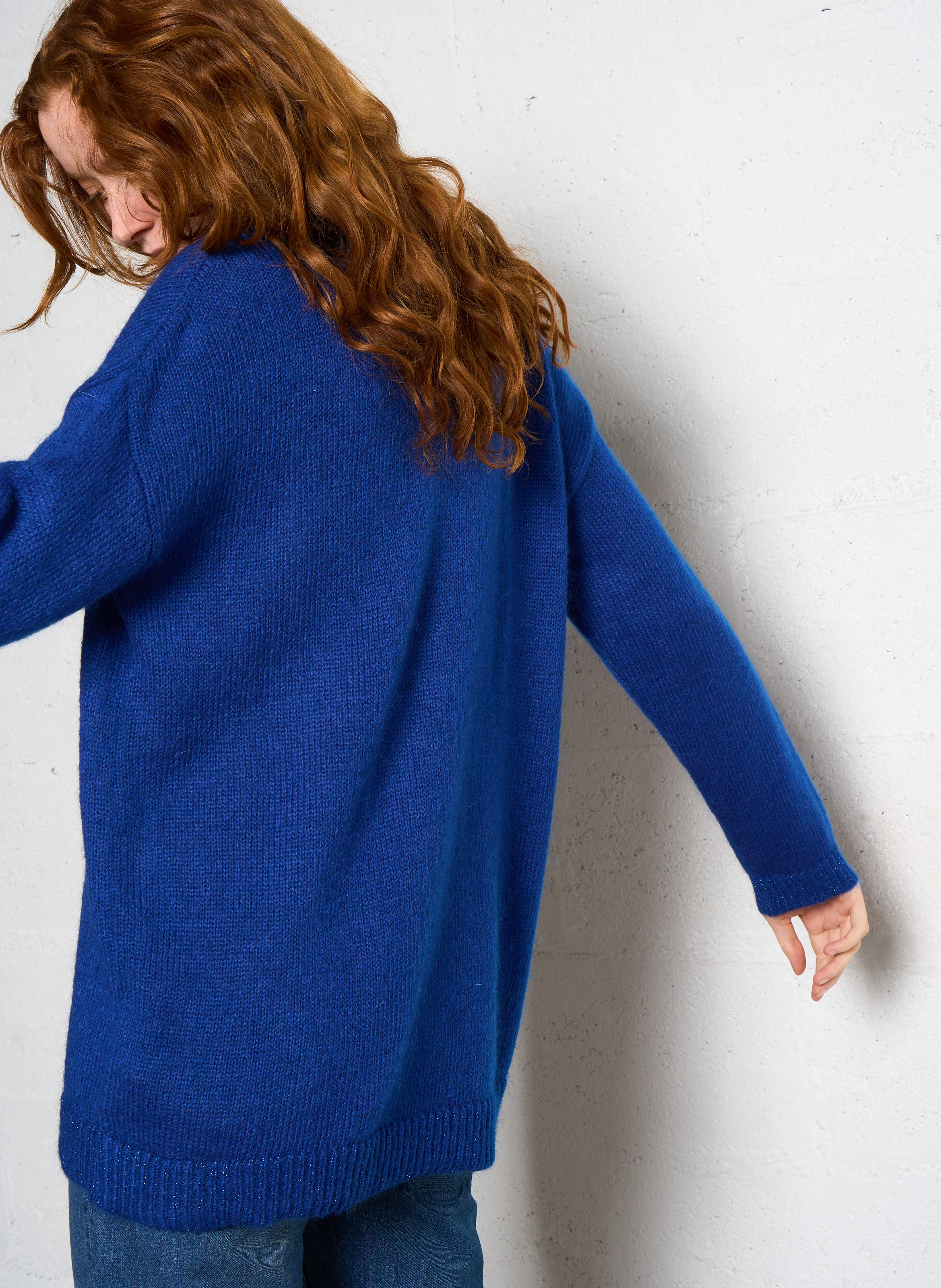 Pull col roulé ample| Bleu