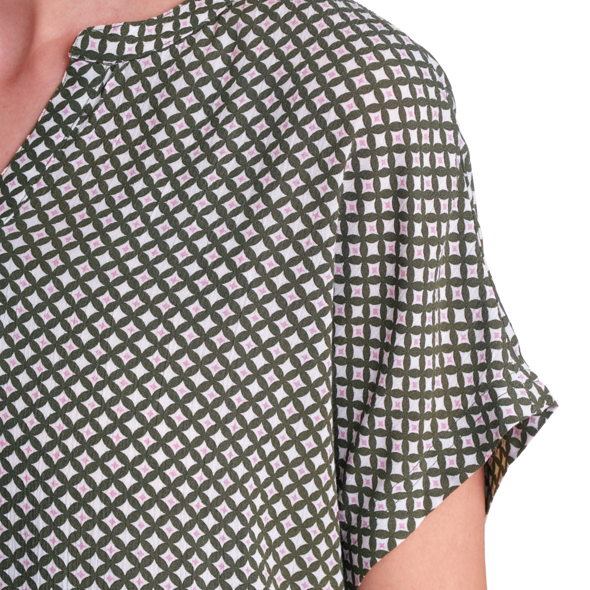 Gina Benotti Damen Bluse aus Viskose oliv / weiss / rosa