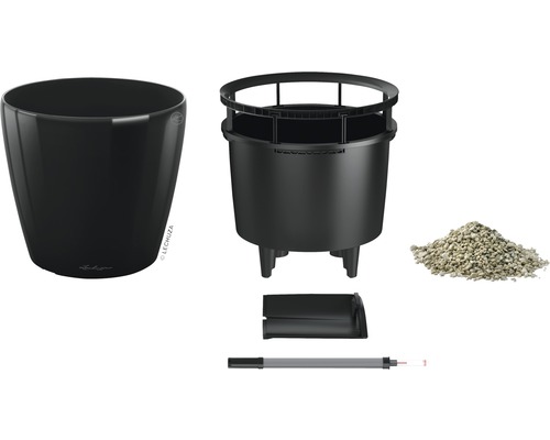 Lechuza Classico LS bloempot Ø 21 x H 20 cm zwart incl. zelfbewateringssysteem, plantenbak, substraat en waterniveau-indicator