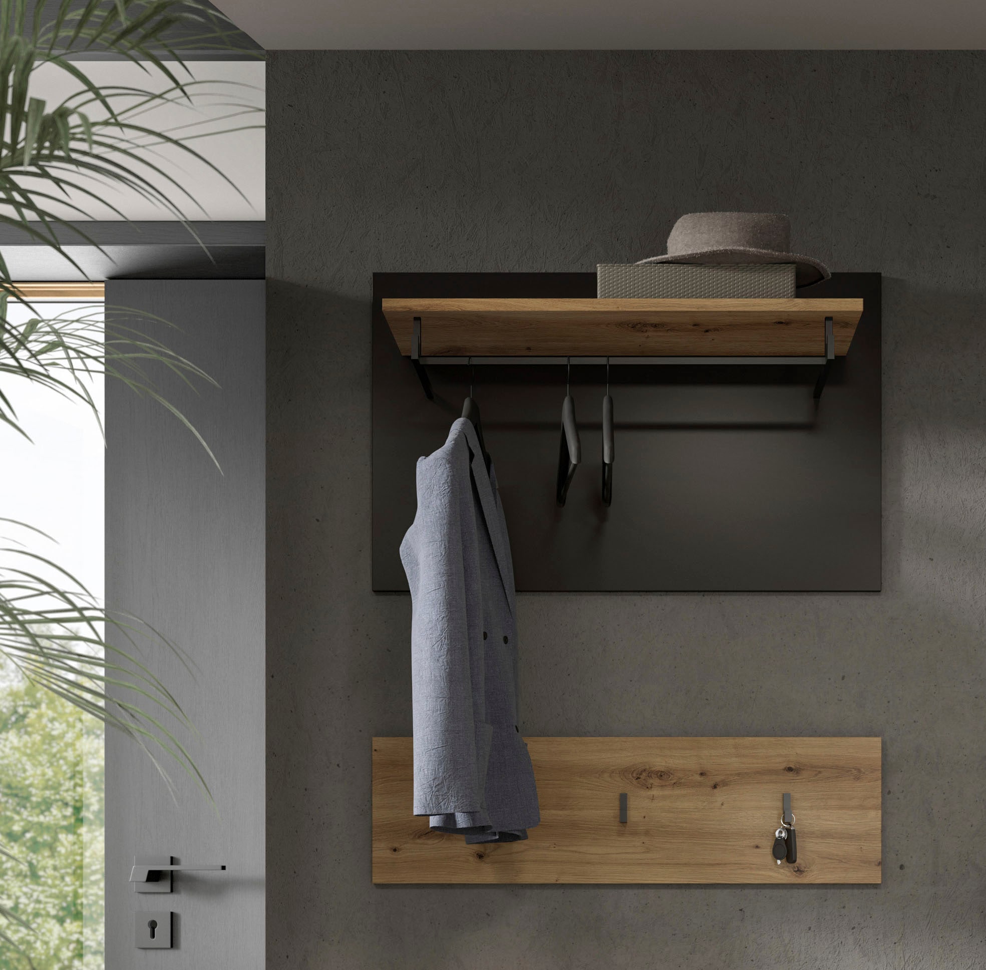 INOSIGN Garderobenpaneel »REHAT, TOPSELLER!, 2-teilig, bestehend aus: Paneel & Hakenleiste« in verschiedenen Farben erhältlich, 1 Stk. tlg. Paneel, Hakenleiste, Wandboard, Garderobe, Garderobenleiste