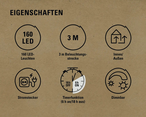 IJspegelverlichting Kerstverlichting Lafiora 3 m 160 LED's Amberkleurige lichtkleur