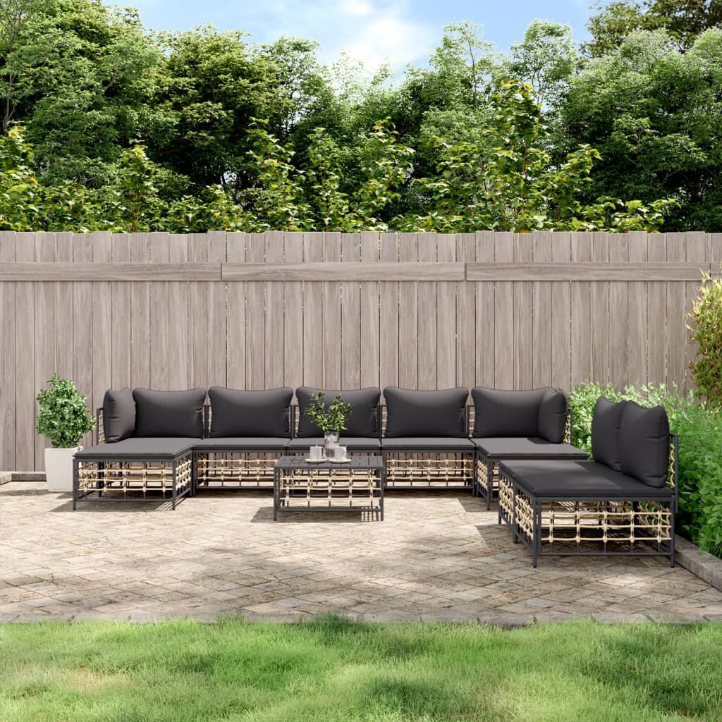 vidaXL 10-delige tuinloungeset met kussens, antraciet