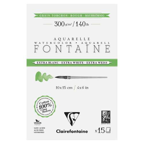 Clairefontaine FONTAINE Aquarellblock Extraweiß, Torchon