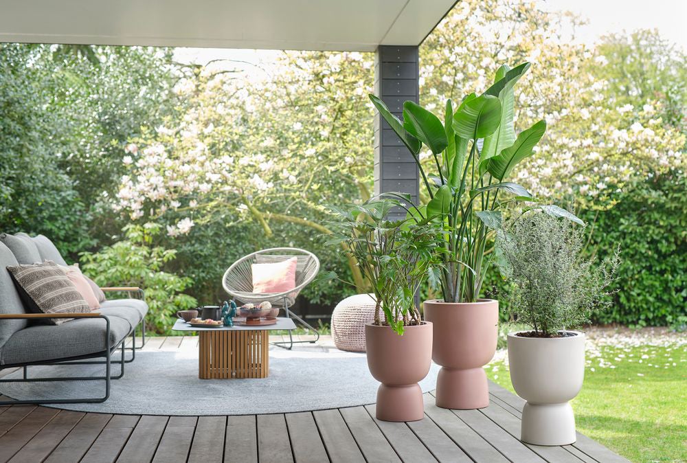 Elho bloempot op voet Pure roze D 34,9 H 49 cm