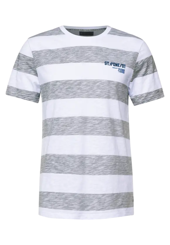 T-Shirt mit Streifen Muster - White