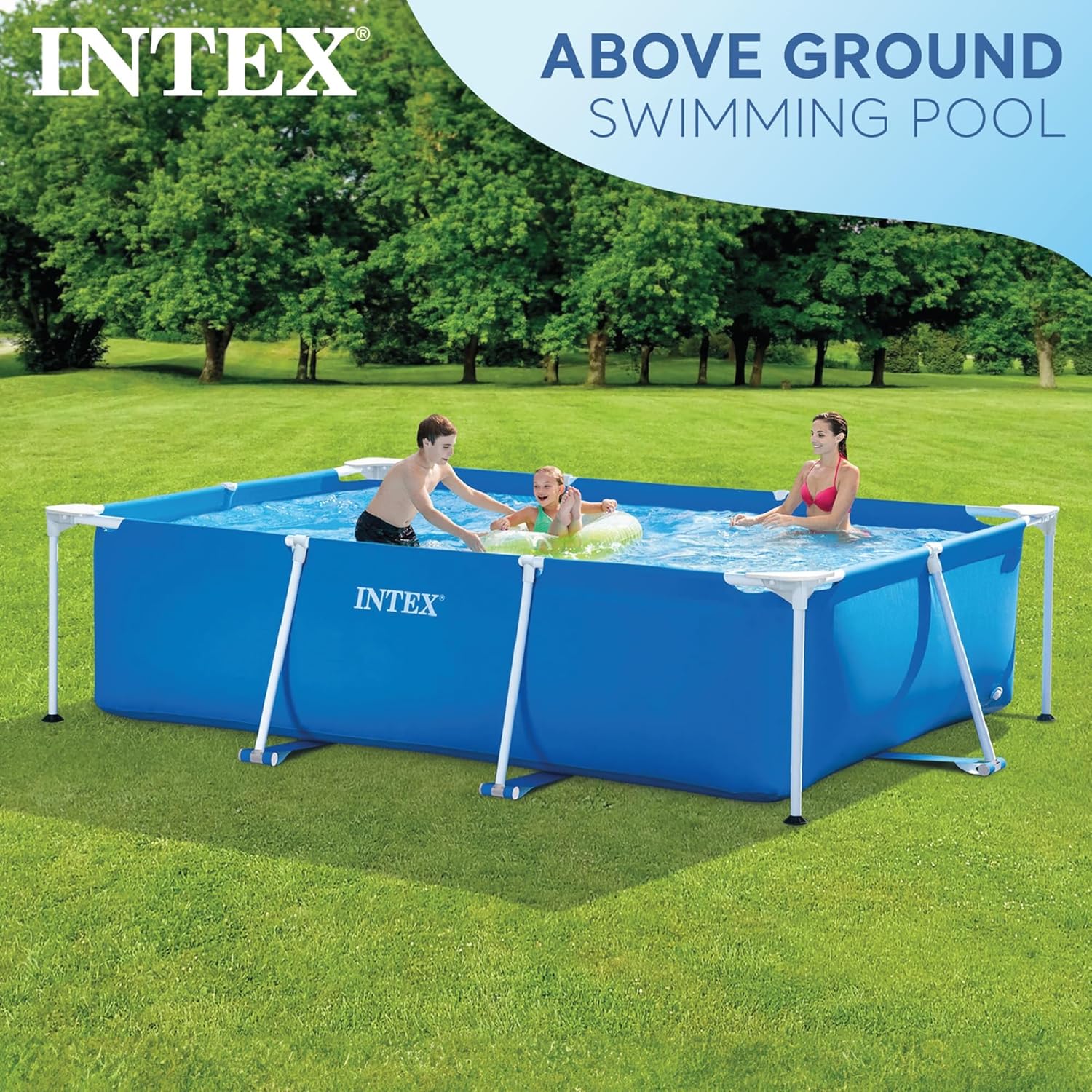 Intex Rectangular Frame Pool, Blau, 300 x 200 x 75 cm