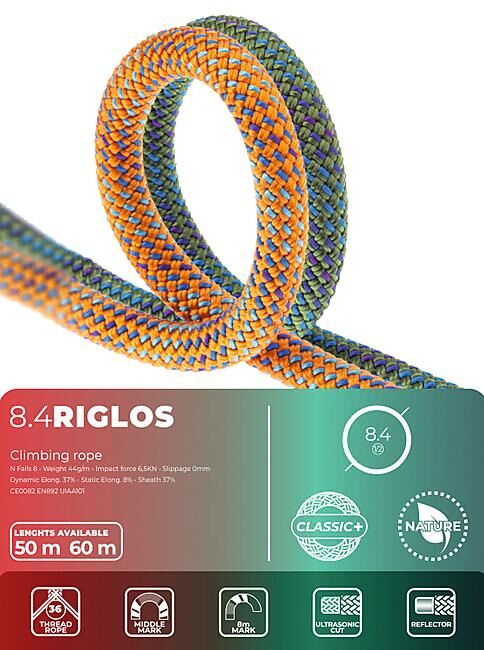FIXE - CORDE ESCALADE RIGLOS NATURE 8-4