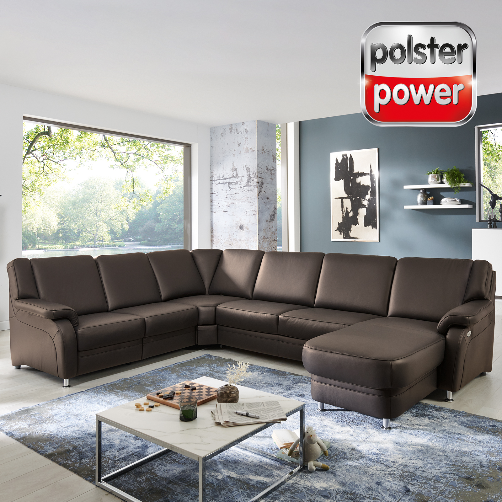 polsterpower Ledersofa - dunkelbraun - Basismodell -Canapé rechts