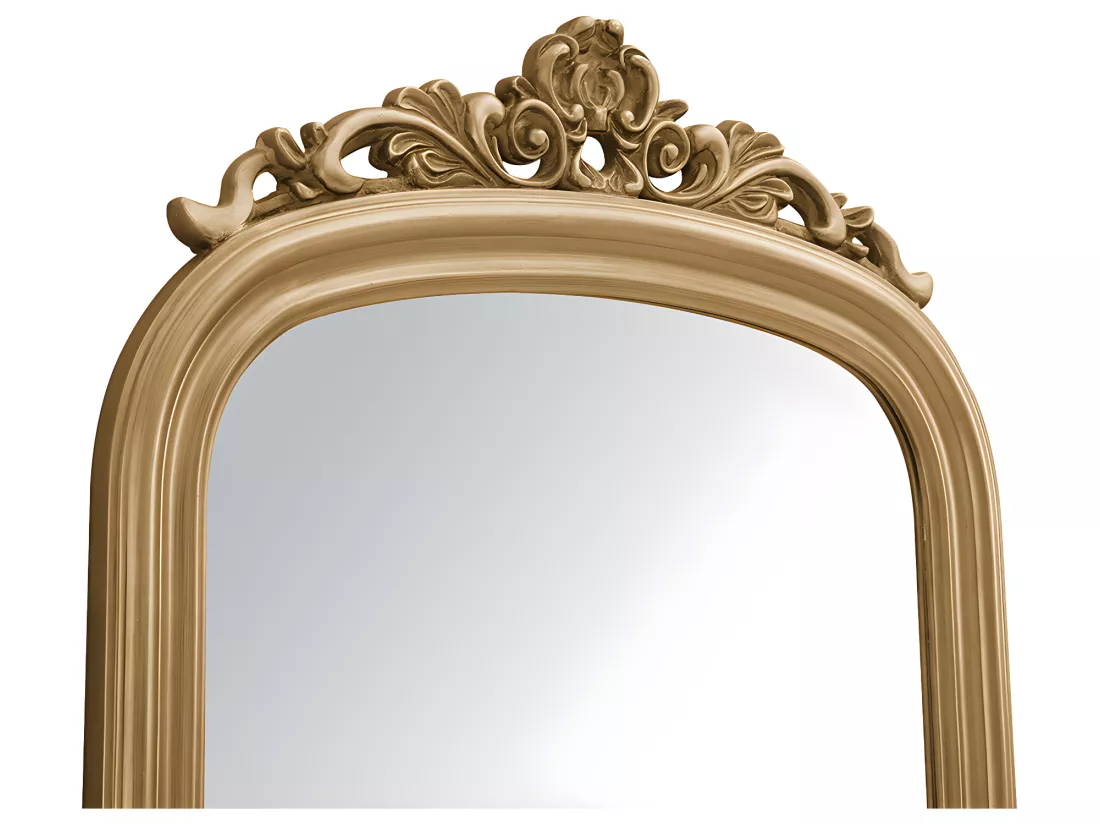 Grand miroir vintage en bois de paulownia - H.180 cm - Doré - MERRY