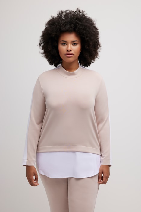 Sweatshirt, Blusensaum, Stehkragen, Langarm