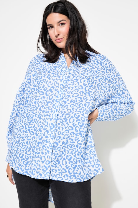 Bluse, oversized, Musselin, Color-Leo