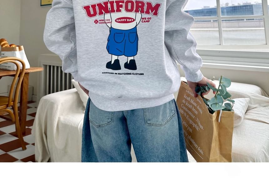 SeoulPop - Cartoon Print Loose-Fit Sweatshirt