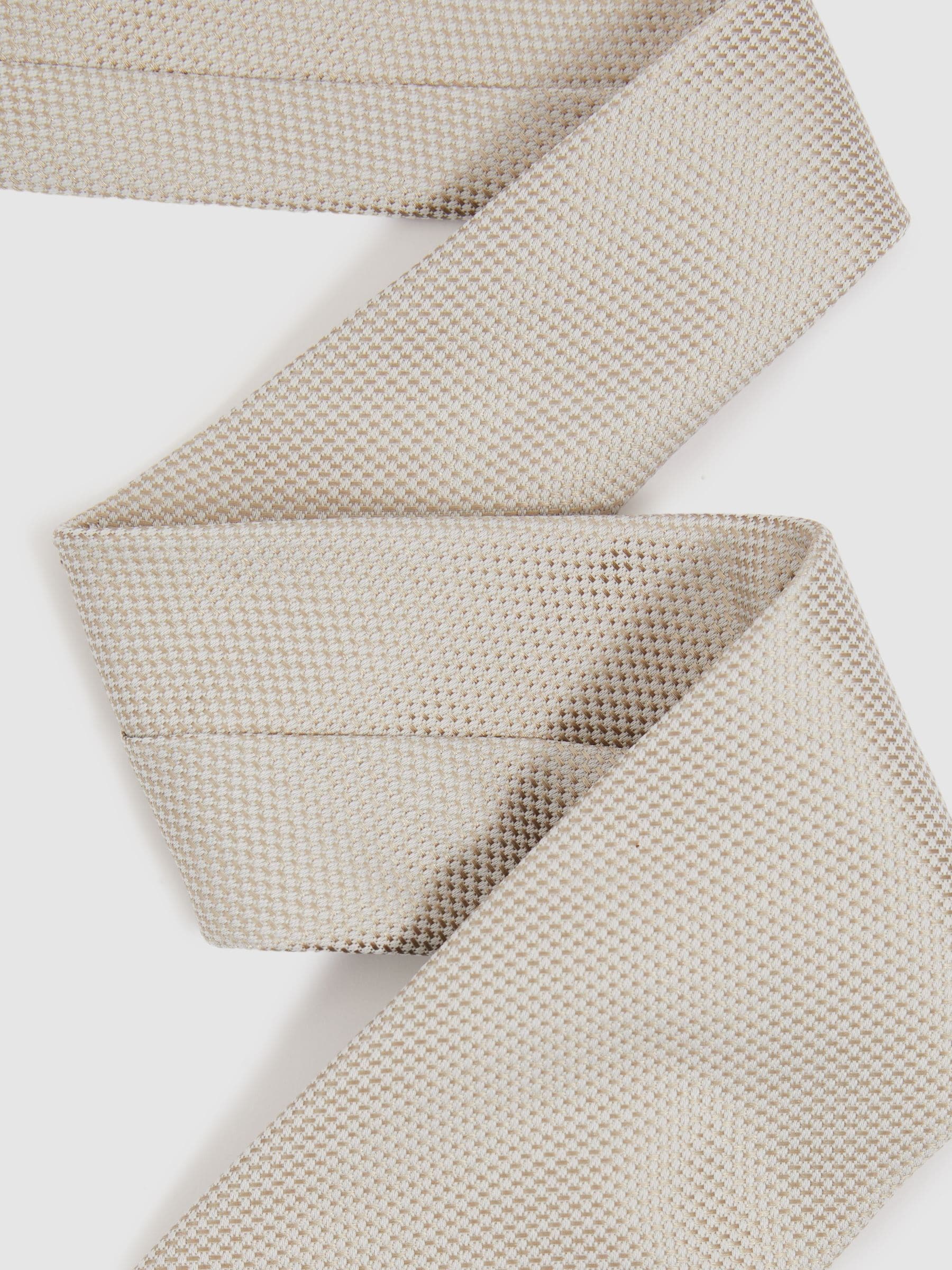 Zachte champagne - Reiss Ceremony stropdas van zijdemix met textuur