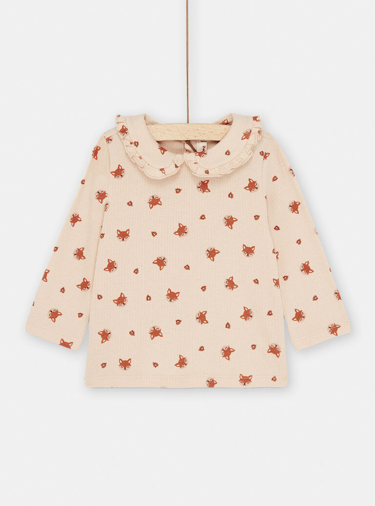 T-shirt rose pâle à imprimé renard
