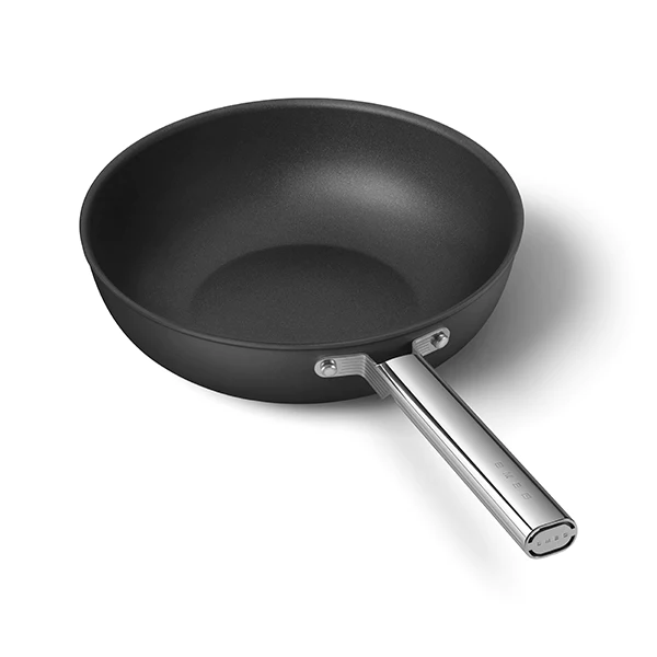 Wok aluminium antiadhésif 30 cm noir mat Smeg