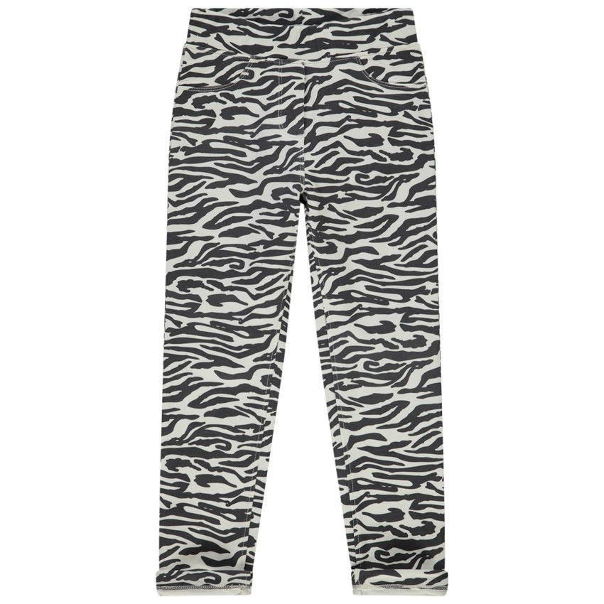Jegging en molleton imprimé zèbre pour fille - Ecru