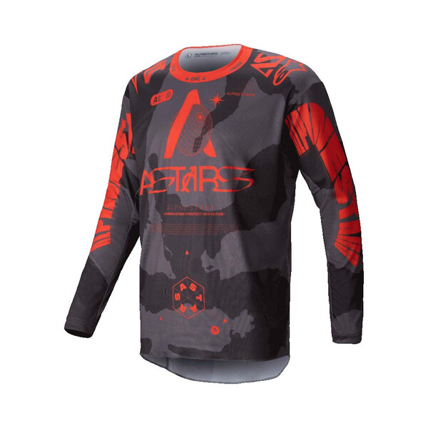 Alpinestars - Maillot Racer Hollow Camouflage Gris / Orange fluo