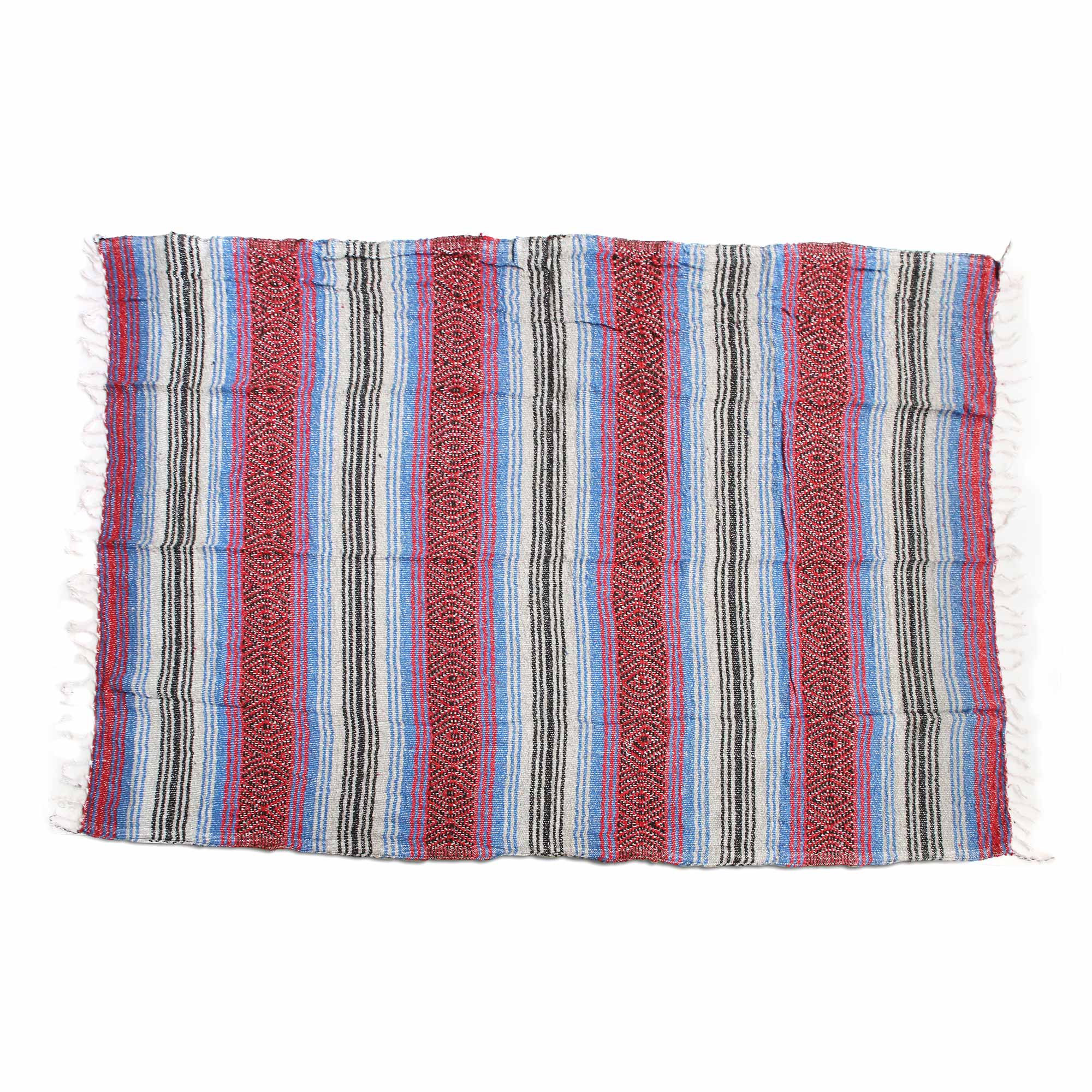 Decke gestreift rot/blau, B 175-200 cm, L 140 cm von fischer's lagerhaus