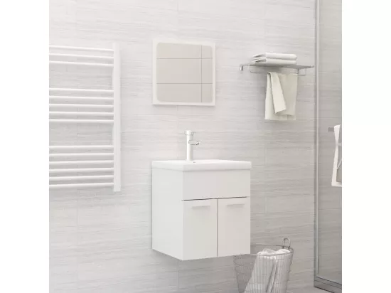 Ensemble de meubles de bain 2 pcs Blanc brillant Aggloméré