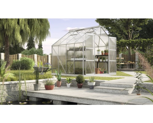 Vitavia Uranus 6700 kas, 4 mm dubbelwandige polycarbonaat panelen, inclusief fundering, 257x258 cm, aluminium
