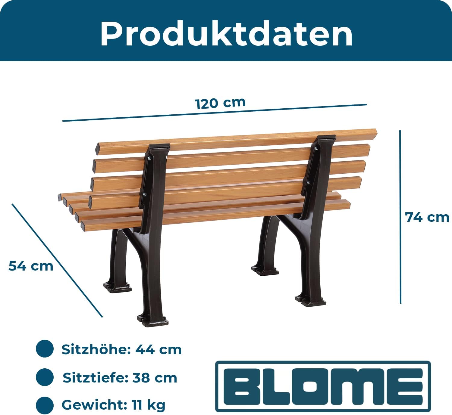 Blome Sitzbank Ibiza – Gartenbank in Holzoptik, Parkbank für Garten, Balkon, Terrasse, 2-Sitzer, Made in Germany