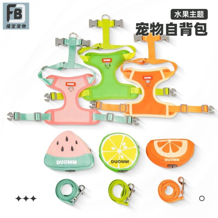 Bubbluff - Fruitrugzak Huisdierharnas met Riem (Verschillende Ontwerpen)