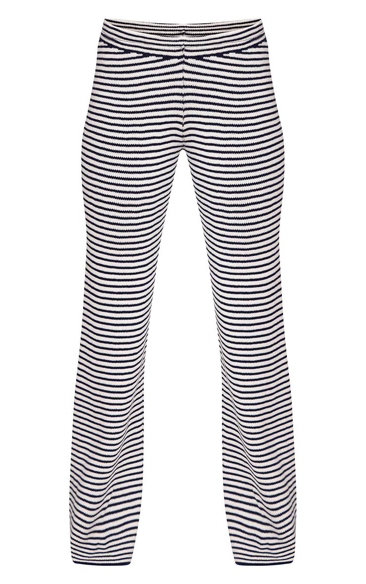 Bleu Marine Pantalon En Maille À Rayures Avec Cordon De Serrage