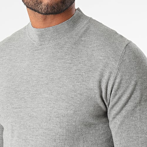 Pull Col Cheminée Gris Chiné