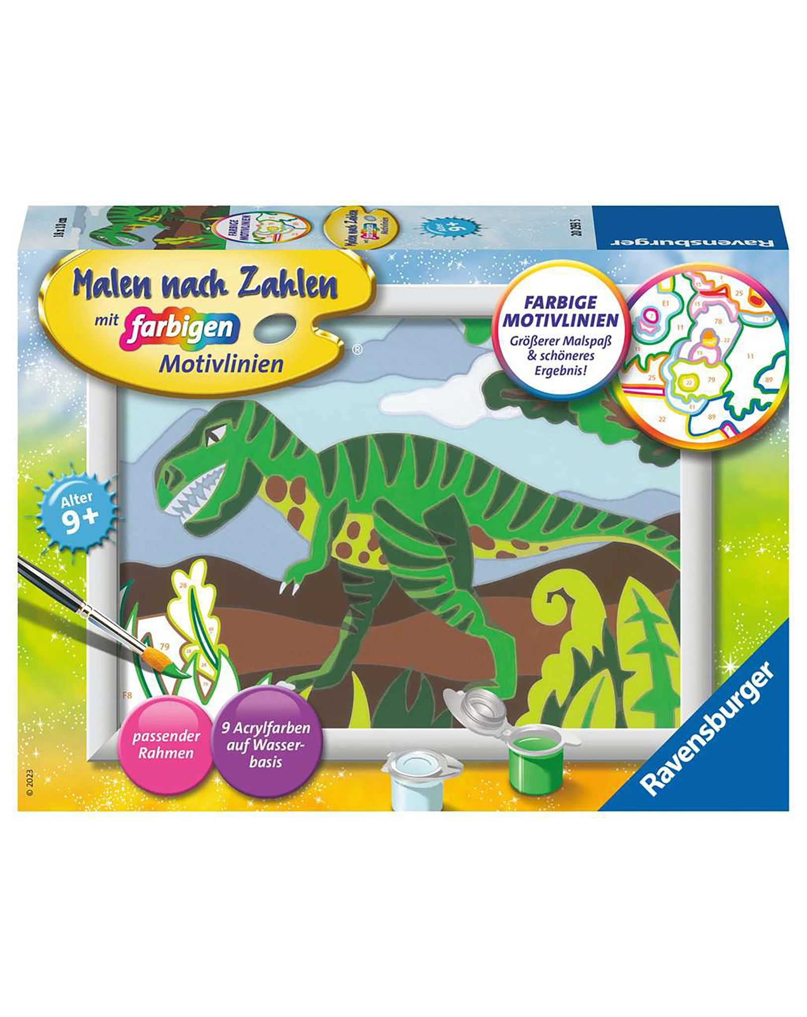 Mal-Set MALEN NACH ZAHLEN  HUNGRIGER DINOSAURIER in bunt