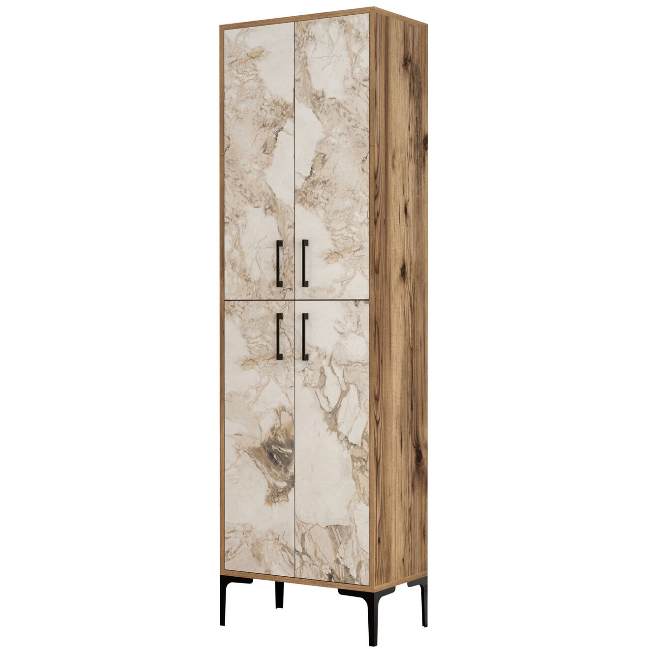 Wooden Art Meuble à chaussure Berlin A  noyer/blanc - 60x200x35 cm