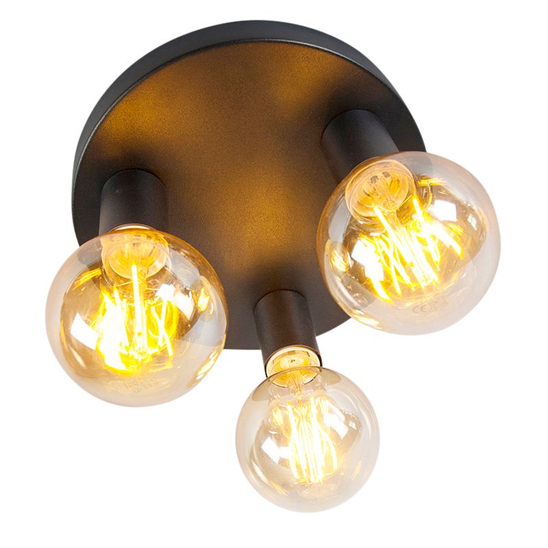 Moderne plafondlamp zwart rond - Facil 3