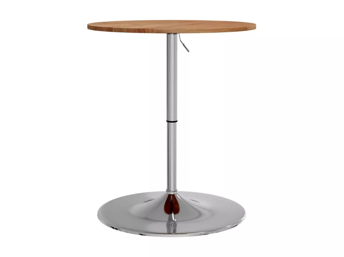 Table de bar marron clair Ø60x89,5 cm bois massif de chêne