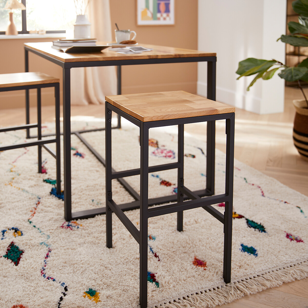 LA REDOUTE INTERIEURS<br>Conjunto de 2 banquetas de bar de altura média, Hiba